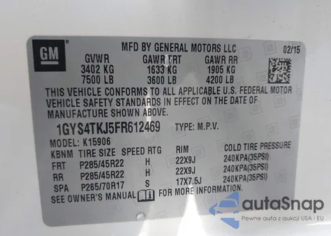 2015 Cadillac Escalade Premium from USA, damaged, VIN 1GYS4TKJ5FR612469